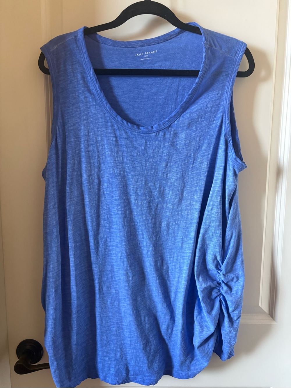 Lane Bryant Blue Sleeveless Tank with Side Tie ruchedDetail